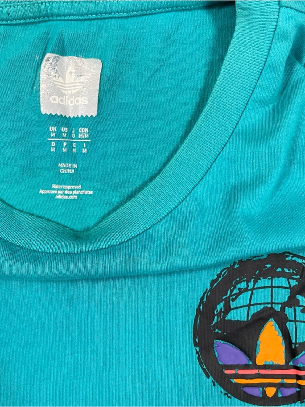 Adidas Skateboarding Graphic T Shirt Teal Trefoil Logo‎ Mens Medium - Picture 5 of 7